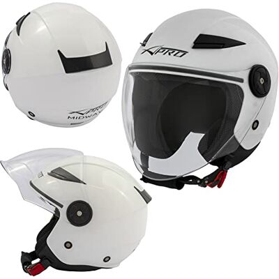 A-pro Jet Moto Capacete City certificado ECE 22 Scooter viseira longa branco XL A-pro Jet Moto Capacete City certificado ECE 22 Scooter viseira longa branco XL