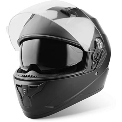 Vinz Kennet Capacete integral para moto, com viseira solar, ECE 22,06 homologado, capacete Scooter e motociclismo, em tamanho XS XXL para homem e mulher preto mate Vinz Kennet Capacete integral para moto, com viseira solar, ECE 22,06 homologado, capacete Scooter e motociclismo, em tamanho XS XXL para homem e mulher preto mate