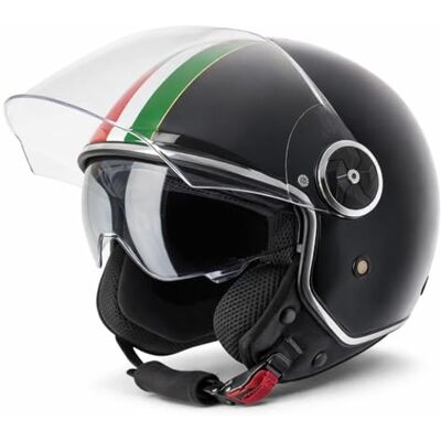 Vinz Neiva Capacete Jet com viseira dupla Capacete Scooter & Moto & Ciclomotor com viseira solar e bandeira italiana, ECE 22,06 homologado, tamanho XS XXL, para homem e mulher Vinz Neiva Capacete Jet com viseira dupla Capacete Scooter & Moto & Ciclomotor com viseira solar e bandeira italiana, ECE 22,06 homologado, tamanho XS XXL, para homem e mulher