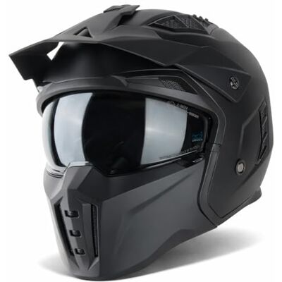 Vinz Kioto Capacete Jet com Viseira Solar Capacete Streetfighter para Scooter & Moto & Ciclomotor Homologado ECE 22.06 Tamanho XS XXL para Homem e Mulher Preto Fosco Vinz Kioto Capacete Jet com Viseira Solar Capacete Streetfighter para Scooter & Moto & Ciclomotor Homologado ECE 22.06 Tamanho XS XXL para Homem e Mulher Preto Fosco