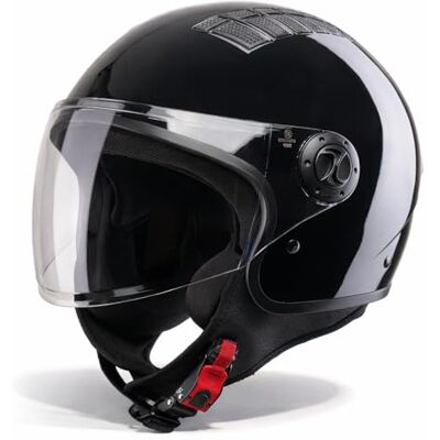 Vinz Como capacete Jet com viseira capacete Scooter & Moto & Ciclomotor ECE 22,06 Homologado em tamanho XS XL para homem e mulher preto mate Vinz Como capacete Jet com viseira capacete Scooter & Moto & Ciclomotor ECE 22,06 Homologado em tamanho XS XL para homem e mulher preto mate