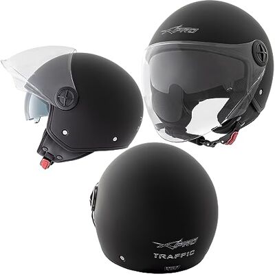 A-pro Jet Capacete Moto Scooter ECE 22 visor duplo guarda-sol interior preto mate 2XL A-pro Jet Capacete Moto Scooter ECE 22 visor duplo guarda-sol interior preto mate 2XL