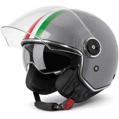 Vinz Neiva Capacete Jet com viseira dupla Capacete Scooter & Moto & Ciclomotor com viseira solar e bandeira italiana, ECE 22,06 homologado, tamanho XS XXL, para homem e mulher Vinz Neiva Capacete Jet com viseira dupla Capacete Scooter & Moto & Ciclomotor com viseira solar e bandeira italiana, ECE 22,06 homologado, tamanho XS XXL, para homem e mulher
