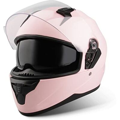 Vinz Kennet Capacete integral para moto, com viseira solar, ECE 22,06 homologado, capacete Scooter e ciclomotor, em tamanho XS XXL para homem e mulher rosa mate Vinz Kennet Capacete integral para moto, com viseira solar, ECE 22,06 homologado, capacete Scooter e ciclomotor, em tamanho XS XXL para homem e mulher rosa mate