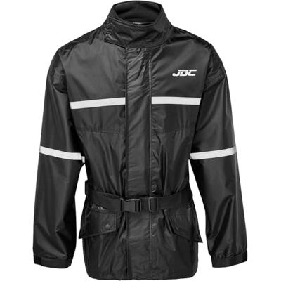 JDC Casaco de chuva para mota impermeável de alta visibilidade Shield preto XL JDC Casaco de chuva para mota impermeável de alta visibilidade Shield preto XL