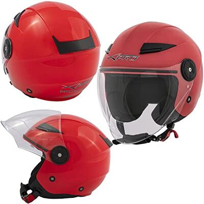 A-pro Jet Moto Capacete Scooter viseira longa certificado ECE 22 City vermelho XS A-pro Jet Moto Capacete Scooter viseira longa certificado ECE 22 City vermelho XS
