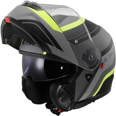 LS2 , Capacete de moto modular STROBE II MONZA Preto Fosco H-V Amarelo, XS LS2 , Capacete de moto modular STROBE II MONZA Preto Fosco H-V Amarelo, XS