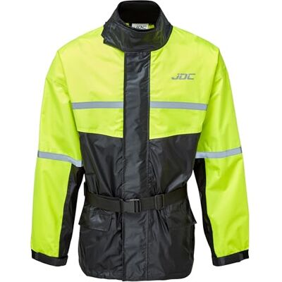 JDC Casaco de chuva para mota impermeável de alta visibilidade escudo amarelo / preto XXL JDC Casaco de chuva para mota impermeável de alta visibilidade escudo amarelo / preto XXL