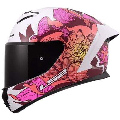 LS2 , Capacete Moto Integral RAPID III POPPIES II Branco Rosa, M LS2 , Capacete Moto Integral RAPID III POPPIES II Branco Rosa, M