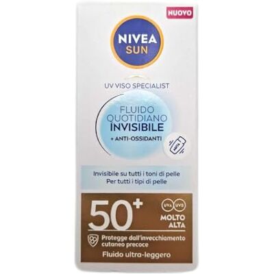 Sun Fluido diário invisível SPF 50 40 ml, creme facial SPF 50 invisível em todos os tipos de pele, fluido ultraleve e matificante com líquido de absorção rápida Sun Fluido diário invisível SPF 50 40 ml, creme facial SPF 50 invisível em todos os tipos de pele, fluido ultraleve e matificante com líquido de absorção rápida