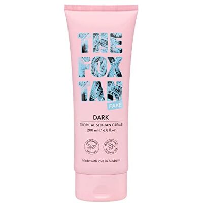 The Fox Tan Dark Tropical Self-Tan Cream Autobronzeador para o corpo com DHA 100% natural, creme autobronzeador sem odor a autobronzeador, 200 ml. The Fox Tan Dark Tropical Self-Tan Cream Autobronzeador para o corpo com DHA 100% natural, creme autobronzeador sem odor a autobronzeador, 200 ml.