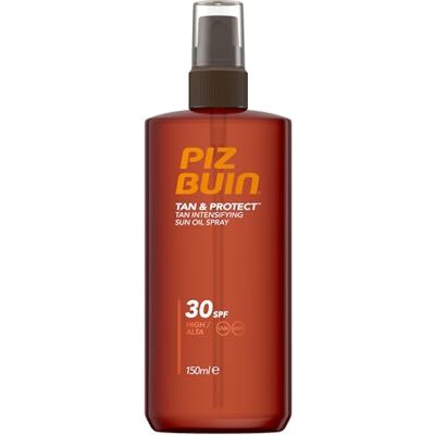 Piz Buin Tan & Protect Protetor solar acelerador de bronzeado, óleo em spray SPF 30, alta proteção 150 ml Piz Buin Tan & Protect Protetor solar acelerador de bronzeado, óleo em spray SPF 30, alta proteção 150 ml
