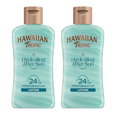 HAWAIIAN Tropic Hydrating After Sun Travel Size Loção hidratante ultra leve para após a exposição ao sol, fragrância de coco e papaia, tamanho de viagem de 60 ml (pack x 2) HAWAIIAN Tropic Hydrating After Sun Travel Size Loção hidratante ultra leve para após a exposição ao sol, fragrância de coco e papaia, tamanho de viagem de 60 ml (pack x 2)