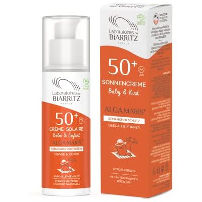 Laboratoires de Biarritz Lab. Biarritz Creme solar para crianças Spf50 100 ml Alga Maris 300 g Rosto e corpo, sem perfume, a partir de 6 meses, certificado orgânico Laboratoires de Biarritz Lab. Biarritz Creme solar para crianças Spf50 100 ml Alga Maris 300 g Rosto e corpo, sem perfume, a partir de 6 meses, certificado orgânico