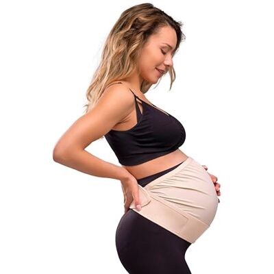 Carriwell Faixa de gravidez Deluxe ajustável cinto de suporte abdominal elástico e respirável alivia a dor lombar confortável, adapta-se à evolução da barriga S/M Carriwell Faixa de gravidez Deluxe ajustável cinto de suporte abdominal elástico e respirável alivia a dor lombar confortável, adapta-se à evolução da barriga S/M