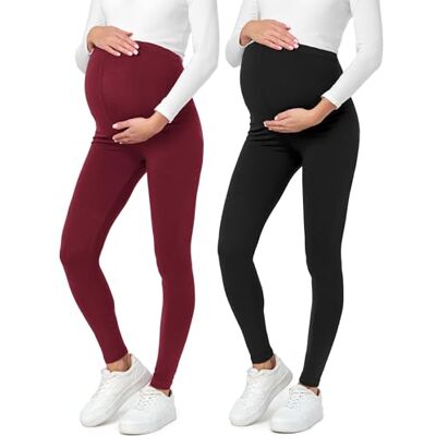 Be Mammy BE20-230 Lote de 2 leggings pré-mamã, gravidez, roupa desportiva, XL Be Mammy BE20-230 Lote de 2 leggings pré-mamã, gravidez, roupa desportiva, XL