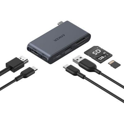 Anker Nano Hub USB C 6 em 1, PD 85 W, HDMI 4K 60 Hz USB C 10 Gbps, USB A 5 Gbps, leitor SD TF para MacBook, HP e muito mais. Carregador não incluído Anker Nano Hub USB C 6 em 1, PD 85 W, HDMI 4K 60 Hz USB C 10 Gbps, USB A 5 Gbps, leitor SD TF para MacBook, HP e muito mais. Carregador não incluído