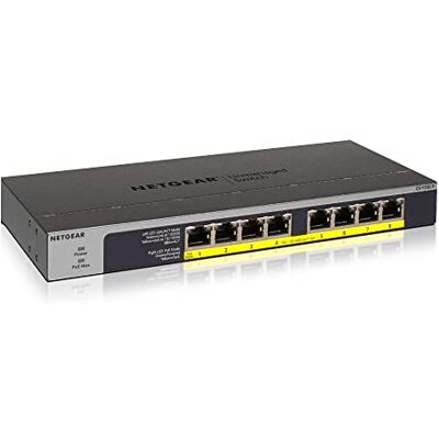 Netgear Comutador Ethernet Gigabit PoE de 8 portas PoE (GS108LP), Comutador de rede não gerido, com 8 x PoE, 60 W atualizável, De secretária, para montagem em parede ou em rack Netgear Comutador Ethernet Gigabit PoE de 8 portas PoE (GS108LP), Comutador de rede não gerido, com 8 x PoE, 60 W atualizável, De secretária, para montagem em parede ou em rack