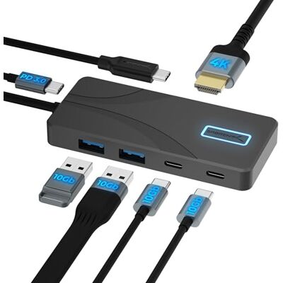 SABRENT Estação de acoplamento USB C Hub 5 em 1 Portas USB-A e USB-C de 10 Gbps, saída HDMI 4K, entrada de 100 W PD, carga 80 W, concentrador de alumínio portáteis (HB-TG5P) SABRENT Estação de acoplamento USB C Hub 5 em 1 Portas USB-A e USB-C de 10 Gbps, saída HDMI 4K, entrada de 100 W PD, carga 80 W, concentrador de alumínio portáteis (HB-TG5P)