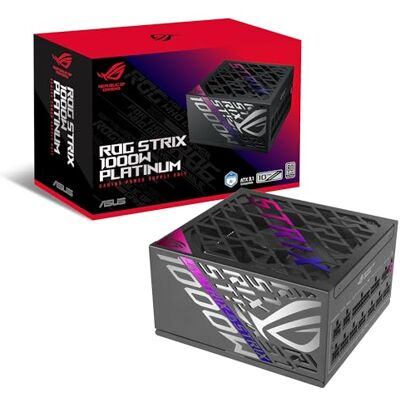 Asus ROG Strix 1000 W Platinum Fonte de alimentação totalmente modular, 80 Plus Platinum, ATX 3.1, Cybenetics Lambda A+, GAN MOSFET, GPU-First Intelligent Voltage Stabilizer, 10 anos de cobertura Asus ROG Strix 1000 W Platinum Fonte de alimentação totalmente modular, 80 Plus Platinum, ATX 3.1, Cybenetics Lambda A+, GAN MOSFET, GPU-First Intelligent Voltage Stabilizer, 10 anos de cobertura