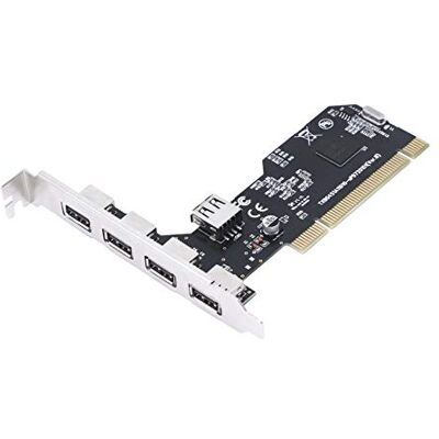 CERRXIAN Placa de expansão PCI para USB 2.0 de 5 portas, placa de expansão PCI USB para PC de secretária, adaptador controlador PCI para USB 2.0 hub individual CERRXIAN Placa de expansão PCI para USB 2.0 de 5 portas, placa de expansão PCI USB para PC de secretária, adaptador controlador PCI para USB 2.0 hub individual