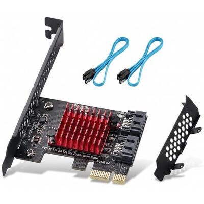 YUNKOZAND PCIE 1X Cartão SATA 2 portas com cabos, expansão PCI-E 3,0 GEN3 de 6 Gbit/s, controlador com chip JMB582 YUNKOZAND PCIE 1X Cartão SATA 2 portas com cabos, expansão PCI-E 3,0 GEN3 de 6 Gbit/s, controlador com chip JMB582
