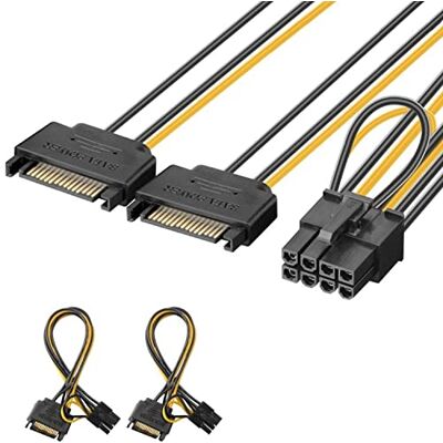 J&D 2 Pacotes 2x SATA 15 Pinos de Energia para 8 Pinos PCI Express (PCIe) Adaptador de Placa de Vídeo Cabo de Alimentação 20cm J&D 2 Pacotes 2x SATA 15 Pinos de Energia para 8 Pinos PCI Express (PCIe) Adaptador de Placa de Vídeo Cabo de Alimentação 20cm