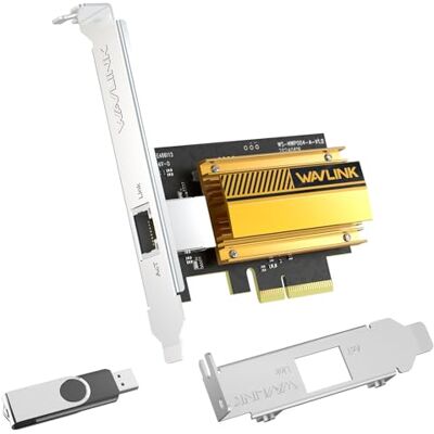 WAVLINK 10G Base-T PCIe placa de rede, adaptador Ethernet PCI Express de 10 000/5 000/2 500 Mbps com chip RTL8127, placa de rede 10G para Windows 11/10 e Linux com suporte de PPC Perfil baixo WAVLINK 10G Base-T PCIe placa de rede, adaptador Ethernet PCI Express de 10 000/5 000/2 500 Mbps com chip RTL8127, placa de rede 10G para Windows 11/10 e Linux com suporte de PPC Perfil baixo