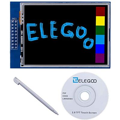 ELEGOO Ecrã táctil TFT de 2,8 polegadas com cartão SD com todos os dados técnicos em CD compatível com Arduino UNO R3 placa ELEGOO Ecrã táctil TFT de 2,8 polegadas com cartão SD com todos os dados técnicos em CD compatível com Arduino UNO R3 placa