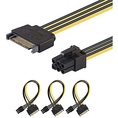 J&D SATA 15 pinos a 6 pinos PCI Express (PCIe) placa de vídeo adaptador de cabo de alimentação – 20 cm, pacote de 3 J&D SATA 15 pinos a 6 pinos PCI Express (PCIe) placa de vídeo adaptador de cabo de alimentação – 20 cm, pacote de 3