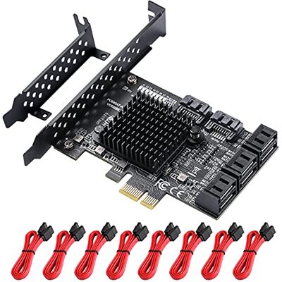 MZHOU Cartão PCIe SATA de 8 portas, cartão de expansão com controlador SATA 3,0 6 Gbps, iniciável como disco rígido do sistema, Card expansão de disco rígido PCI Express 1x MZHOU Cartão PCIe SATA de 8 portas, cartão de expansão com controlador SATA 3,0 6 Gbps, iniciável como disco rígido do sistema, Card expansão de disco rígido PCI Express 1x