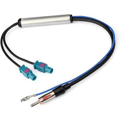 Bingfu Amplificador sinal antena carro FM Am automóvel estéreo adaptador tomada dupla Fakra a DIN com alimentação fantasma compatível com recetor unidade principal estéreo rádio áudio para automóvel Bingfu Amplificador sinal antena carro FM Am automóvel estéreo adaptador tomada dupla Fakra a DIN com alimentação fantasma compatível com recetor unidade principal estéreo rádio áudio para automóvel
