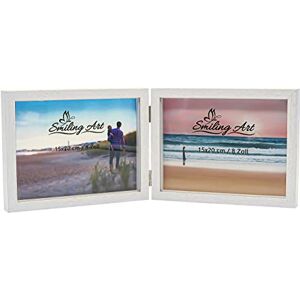 ART Moldura de fotos para 2 fotos de madeira, dobrável, moldura dupla, madeira MDF (formato paisagem, 2 x 15 x 20 cm, branco) ART Moldura de fotos para 2 fotos de madeira, dobrável, moldura dupla, madeira MDF (formato paisagem, 2 x 15 x 20 cm, branco)