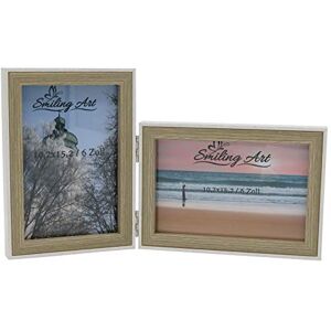 ART Moldura para fotos dupla de painel de fibra de média densidade MDF com vidro, moldura dobrável, moldura dupla horizontal e vertical (branco e bege, 2 x 10 x 15 cm) ART Moldura para fotos dupla de painel de fibra de média densidade MDF com vidro, moldura dobrável, moldura dupla horizontal e vertical (branco e bege, 2 x 10 x 15 cm)