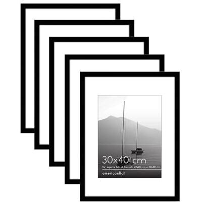 Americanflat Moldura para fotos de 30 x 40 cm cor preta amostra A4 com tapete e 30 x 40 cm sem tapete conjunto de 5 molduras com acessórios para pendurar moldura fotos parede Americanflat Moldura para fotos de 30 x 40 cm cor preta amostra A4 com tapete e 30 x 40 cm sem tapete conjunto de 5 molduras com acessórios para pendurar moldura fotos parede