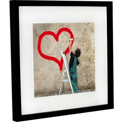 28 x 28 cm Moldura para fotos quadrada com paspartu 20 x 20 cm, preto 28 x 28 cm Moldura para fotos quadrada com paspartu 20 x 20 cm, preto