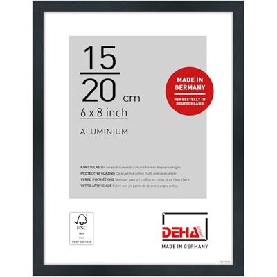 DEHA Design Moldura para fotos, 15 x 20 cm, alumínio, preto mate, moldura para fotos para colocar em formato vertical e paisagem, vidro sintético inquebrável, Tribeca DEHA Design Moldura para fotos, 15 x 20 cm, alumínio, preto mate, moldura para fotos para colocar em formato vertical e paisagem, vidro sintético inquebrável, Tribeca