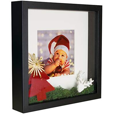 23 x 23 cm Box 3D moldura para fotos com paspartu 13 x 13 cm, preto 23 x 23 cm Box 3D moldura para fotos com paspartu 13 x 13 cm, preto
