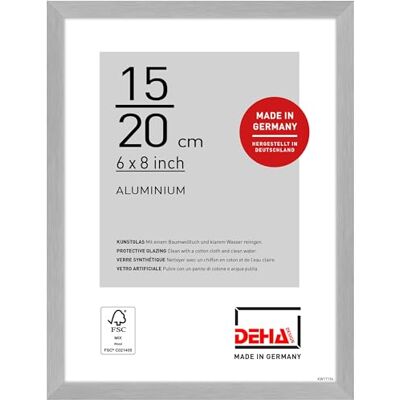 DEHA Design Moldura para fotos, 15 x 20 cm, alumínio, prata mate, moldura para fotos para colocar em formato vertical e paisagem, vidro sintético inquebrável, Tribeca DEHA Design Moldura para fotos, 15 x 20 cm, alumínio, prata mate, moldura para fotos para colocar em formato vertical e paisagem, vidro sintético inquebrável, Tribeca