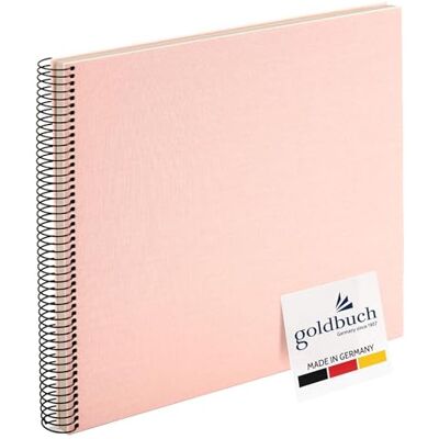 Goldbuch Álbum de fotos em espiral Bella Vista 25322, álbum de fotos de 35 x 30 cm, 40 páginas brancas, álbum de recordações de linho, álbum de fotos para colar fotos e fotos, cor rosa Goldbuch Álbum de fotos em espiral Bella Vista 25322, álbum de fotos de 35 x 30 cm, 40 páginas brancas, álbum de recordações de linho, álbum de fotos para colar fotos e fotos, cor rosa