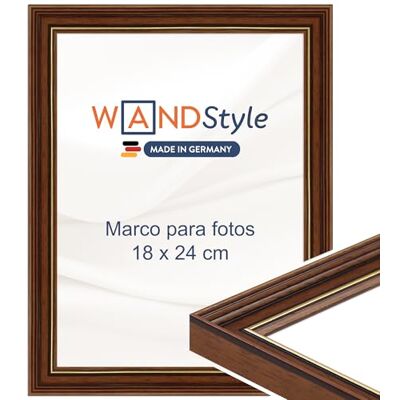 WANDStyle Molduras para fotos 18 x 24 cm vintage, moldura castanha para Molduras para quadros 24 x 18 cm, moldura para fotos de madeira, suporte de parede, Picture Frame H182 Made in Germany WANDStyle Molduras para fotos 18 x 24 cm vintage, moldura castanha para Molduras para quadros 24 x 18 cm, moldura para fotos de madeira, suporte de parede, Picture Frame H182 Made in Germany