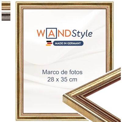 WANDStyle Molduras para fotos 28 x 35 cm vintage, moldura dourada para quadro e poster, molduras para quadros 35 x 28 cm, moldura para fotos de madeira, suporte de parede, Picture Frame H400 Made in Marcos para cuadros 35x28 cm, Marco fotos madera, Port WANDStyle Molduras para fotos 28 x 35 cm vintage, moldura dourada para quadro e poster, molduras para quadros 35 x 28 cm, moldura para fotos de madeira, suporte de parede, Picture Frame H400 Made in Marcos para cuadros 35x28 cm, Marco fotos madera, Port