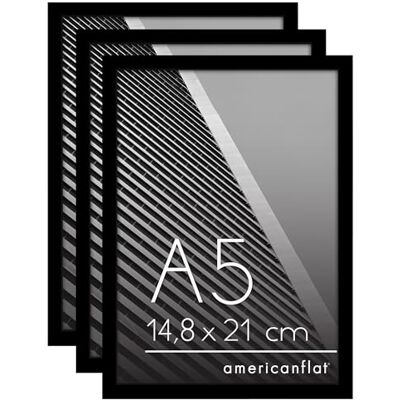 Americanflat Moldura para Fotos A5 em Preto Moldura de Fotos com Moldura Fina e Vidro Inquebrável, Acessórios para Pendurar e Base Visualização Horizontal ou Vertical 3 Unidades Americanflat Moldura para Fotos A5 em Preto Moldura de Fotos com Moldura Fina e Vidro Inquebrável, Acessórios para Pendurar e Base Visualização Horizontal ou Vertical 3 Unidades