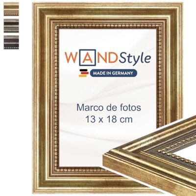 WANDStyle Molduras para fotos 13 x 18 cm vintage, moldura dourada para quadro e poster, molduras para quadros 18 x 13 cm, moldura para fotos de madeira, suporte de parede, Picture Frame H450 Made in Marcos para cuadros 18x13 cm, Marco fotos madera, Port WANDStyle Molduras para fotos 13 x 18 cm vintage, moldura dourada para quadro e poster, molduras para quadros 18 x 13 cm, moldura para fotos de madeira, suporte de parede, Picture Frame H450 Made in Marcos para cuadros 18x13 cm, Marco fotos madera, Port