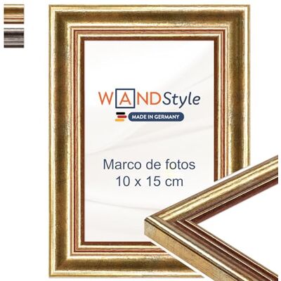 WANDStyle Molduras para fotos 10 x 15 cm vintage, moldura dourada para Molduras para quadros 15 x 10 cm, moldura para fotos de madeira, suporte de parede, Picture Frame H400 Made in Germany WANDStyle Molduras para fotos 10 x 15 cm vintage, moldura dourada para Molduras para quadros 15 x 10 cm, moldura para fotos de madeira, suporte de parede, Picture Frame H400 Made in Germany