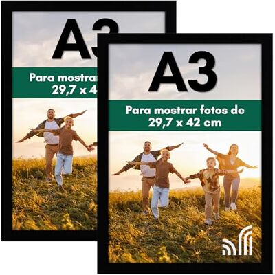 Americanflat A3 Moldura de Fotos MDF Madeira de Cor Preto com Vidro Inquebrável e Acessórios para Pendurar Moldura de Fotos de Parede com Visualização Horizontal ou Vertical Conjunto de 2 Americanflat A3 Moldura de Fotos MDF Madeira de Cor Preto com Vidro Inquebrável e Acessórios para Pendurar Moldura de Fotos de Parede com Visualização Horizontal ou Vertical Conjunto de 2