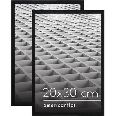 Americanflat Moldura para fotos 20 x 30 cm, cor preta, formato horizontal e vertical para parede, embalagem de 2 Americanflat Moldura para fotos 20 x 30 cm, cor preta, formato horizontal e vertical para parede, embalagem de 2