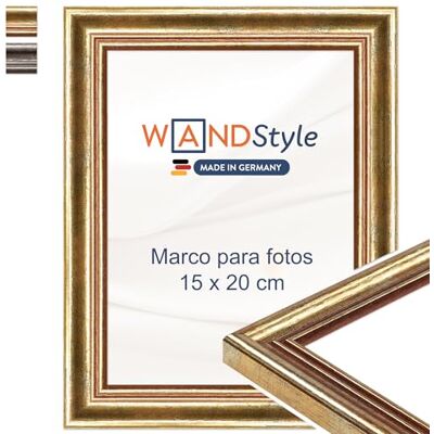 WANDStyle Molduras para fotos 15 x 20 cm vintage, moldura dourada para quadro e poster, molduras para quadros 20 x 15 cm, moldura para fotos de madeira, suporte de parede, Picture Frame H400 Made in Marcos para cuadros 20x15 cm, Marco fotos madera, Port WANDStyle Molduras para fotos 15 x 20 cm vintage, moldura dourada para quadro e poster, molduras para quadros 20 x 15 cm, moldura para fotos de madeira, suporte de parede, Picture Frame H400 Made in Marcos para cuadros 20x15 cm, Marco fotos madera, Port