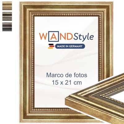 WANDStyle Molduras de fotos A5 vintage, moldura dourada para quadro e poster, molduras para quadros 15 x 21 cm, moldura fotos A5 madeira, suporte de retratos de parede, Picture Frame H450 Made in Marcos para cuadros 21x15 cm, Marco fotos A5 madera, Port WANDStyle Molduras de fotos A5 vintage, moldura dourada para quadro e poster, molduras para quadros 15 x 21 cm, moldura fotos A5 madeira, suporte de retratos de parede, Picture Frame H450 Made in Marcos para cuadros 21x15 cm, Marco fotos A5 madera, Port