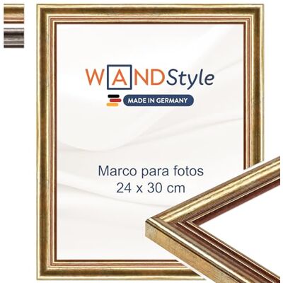 WANDStyle Molduras para fotos 24 x 30 cm vintage, moldura dourada para Molduras para quadros 30 x 24 cm, moldura para fotos de madeira, suporte de parede, Picture Frame H400 Made in Germany WANDStyle Molduras para fotos 24 x 30 cm vintage, moldura dourada para Molduras para quadros 30 x 24 cm, moldura para fotos de madeira, suporte de parede, Picture Frame H400 Made in Germany